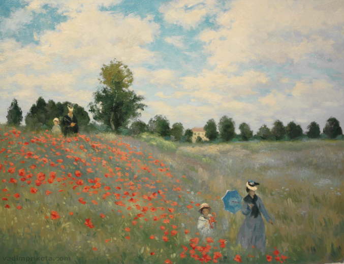 Claude Monet - Poppies Blooming. Oil on canvas.